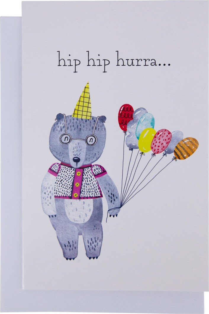 Kort Med Kuvert - 11x17 Cm - Bjørn Med Ballon - Scanseason