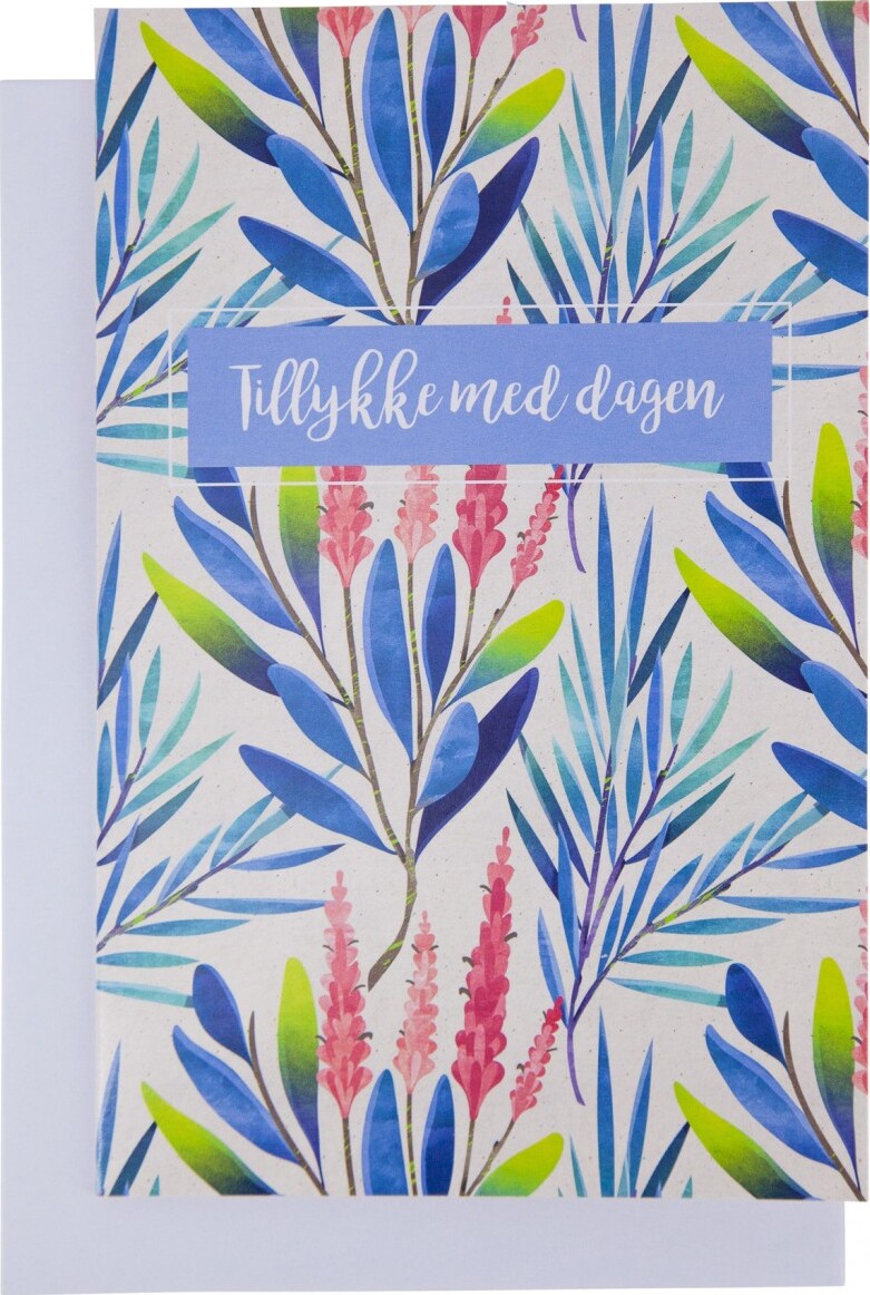 Kort Med Kuvert - 11x17 Cm - Blå Blomst - Scanseason