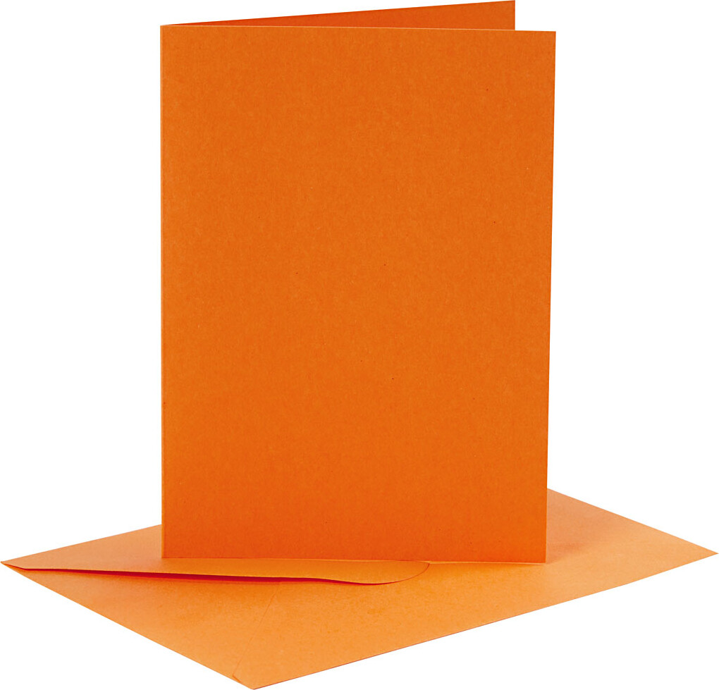 Se Kort Og Kuverter - 10,5x15 Cm - 11,5x16,5 Cm - Orange - 6 Sæt hos Gucca.dk