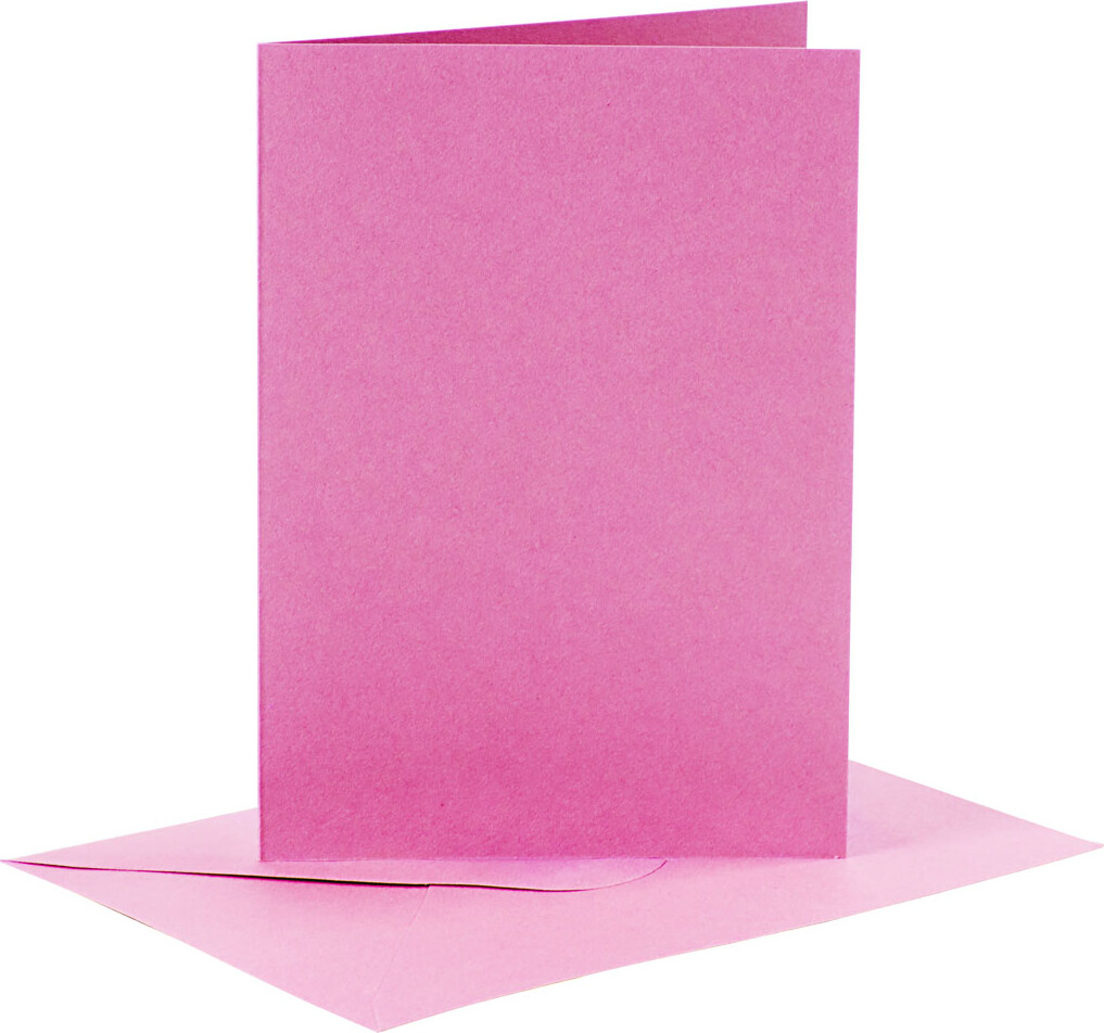 Se Kort Og Kuverter - 10,5x15 Cm - 11,5x16,5 Cm - Pink - 6 Sæt hos Gucca.dk