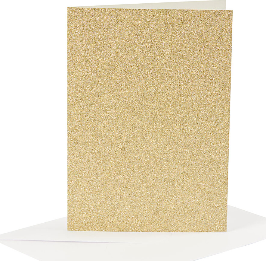Se Kort Og Kuverter - 10,5x15 Cm - 11,5x16,5 Cm - Glitter Guld - 4 Sæt hos Gucca.dk