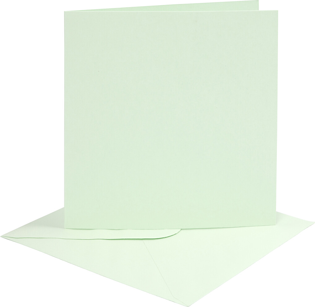 Billede af Kort Og Kuverter - 15,2x15,2 Cm - 16x16 Cm - Lys Grøn - 4 Sæt