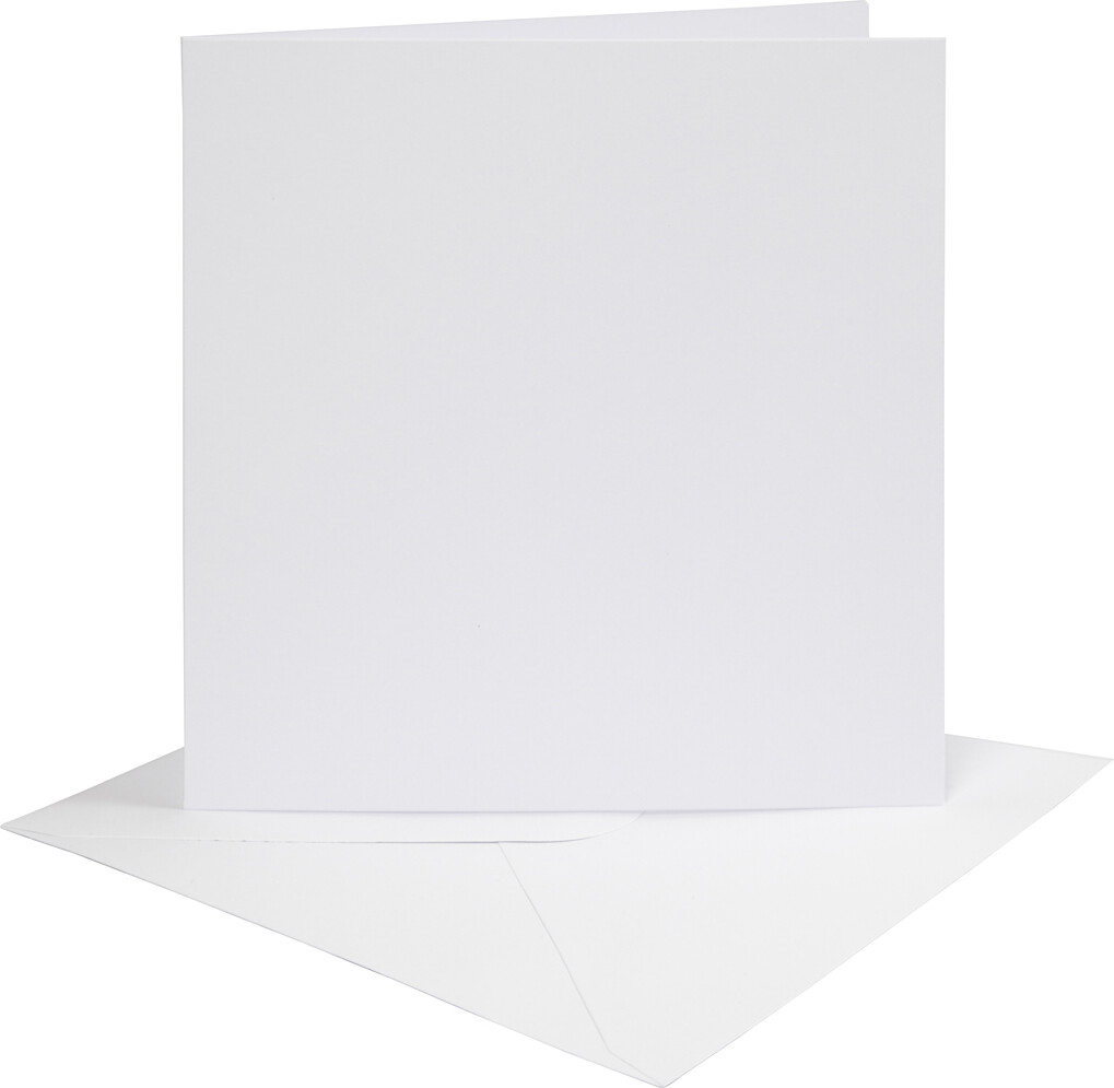 Billede af Kort Og Kuverter - Kort Str. 15,2x15,2 Cm - Kuvert Str. 16x16 Cm - 230 G - Hvid - 4 Sæt