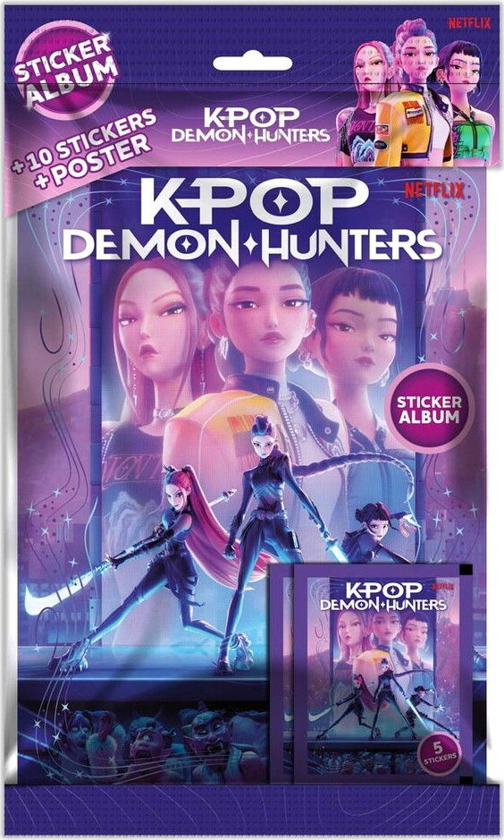 Kpop Demon Hunters Klistermærkealbum, 10 Klistermærker Og Plakat