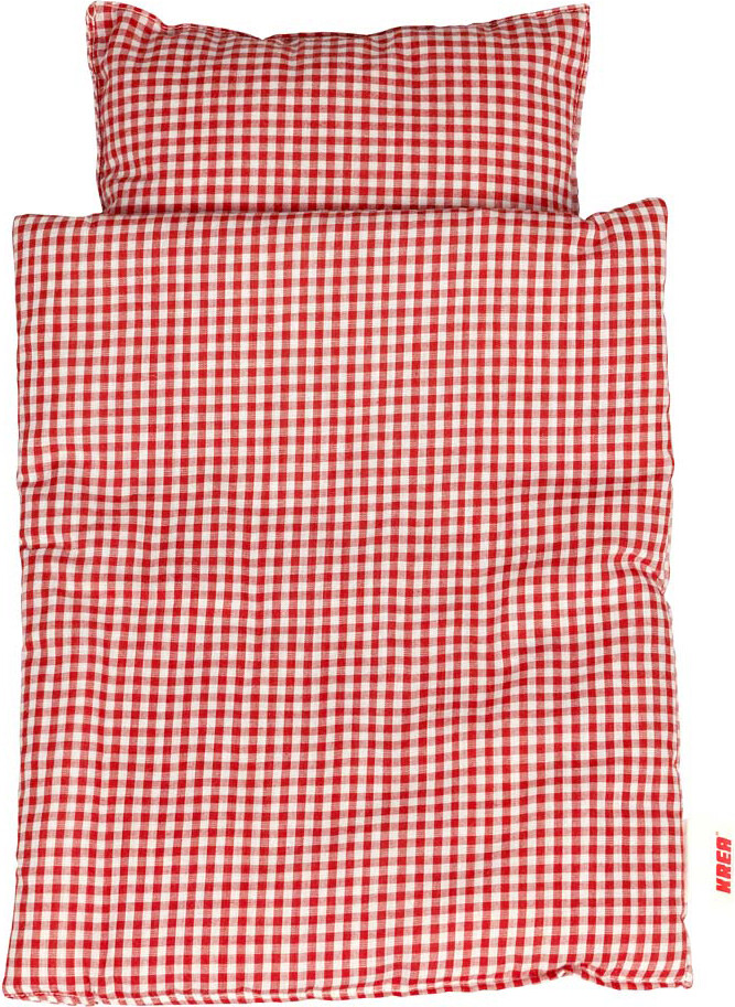 Dukke Sengetøj fra KREA - Rødternet - 41 x 22 cm.