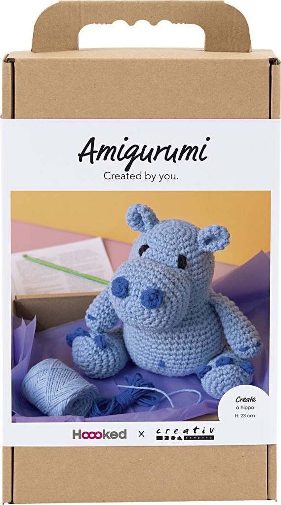 Kreativt Sæt Med Amigurumi - Flodhest - Blå - Lyseblå