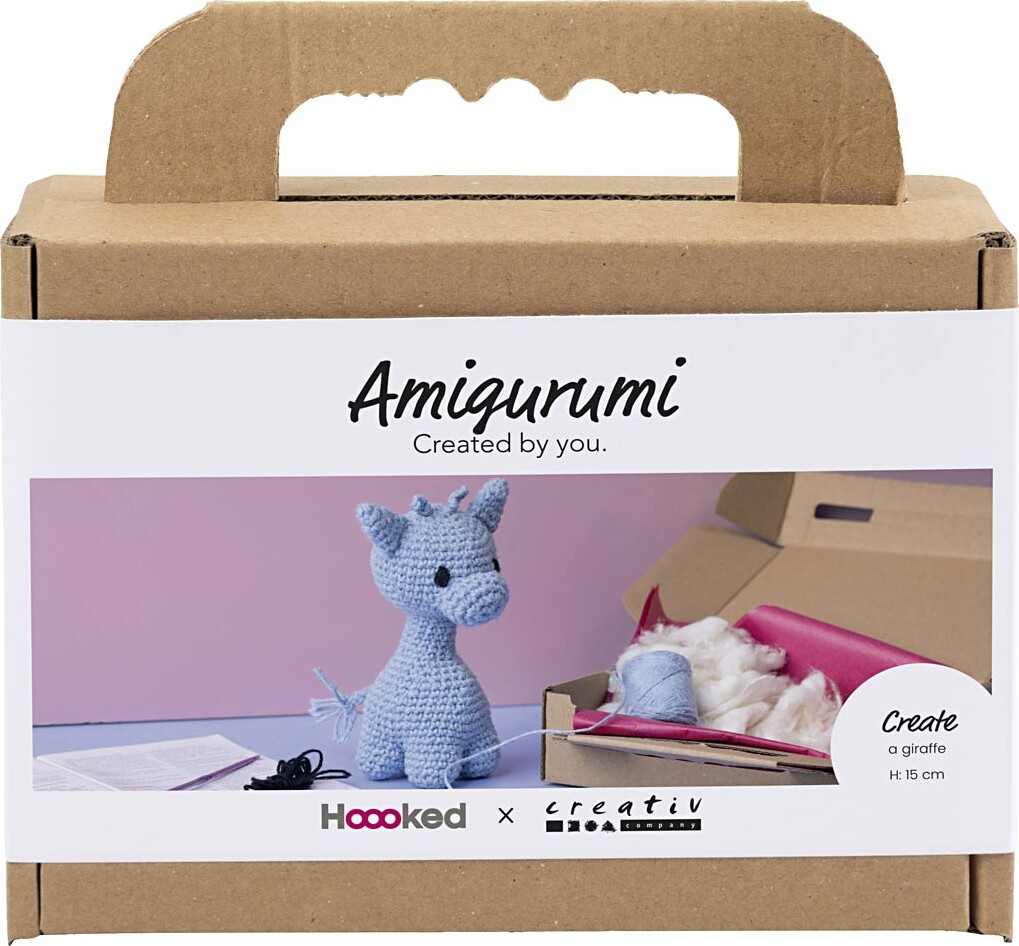 Kreativt Sæt Med Amigurumi - Giraf - Lyseblå