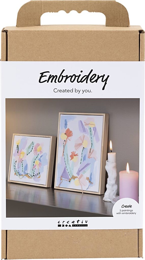 Craft Kit Broderi - Billeder - pastelfarver (977862)