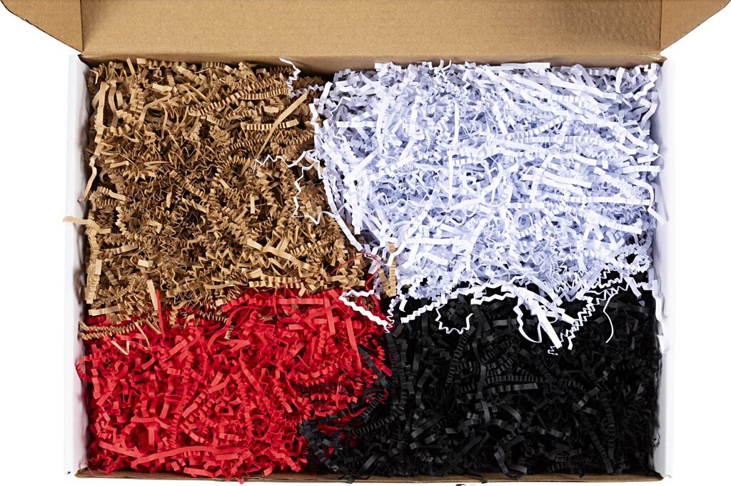 Krøllede Papirstrimler - L 25-30 Cm - B 3 Mm - Sort - Brun - Rød - Hvid - 4x50 G