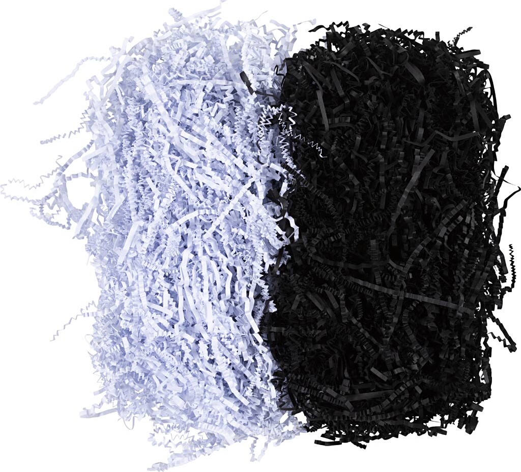 Krøllede Papirstrimler - L 25-30 Cm - B 3 Mm - Sort - Hvid - 2x50 G