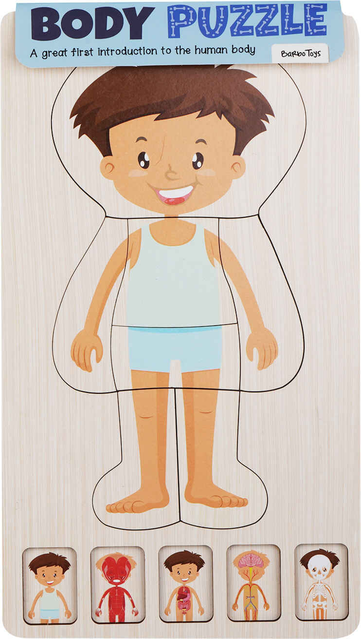 Træpuslespil I Ramme - Flere Lag - Drengekrop - Barbo Toys