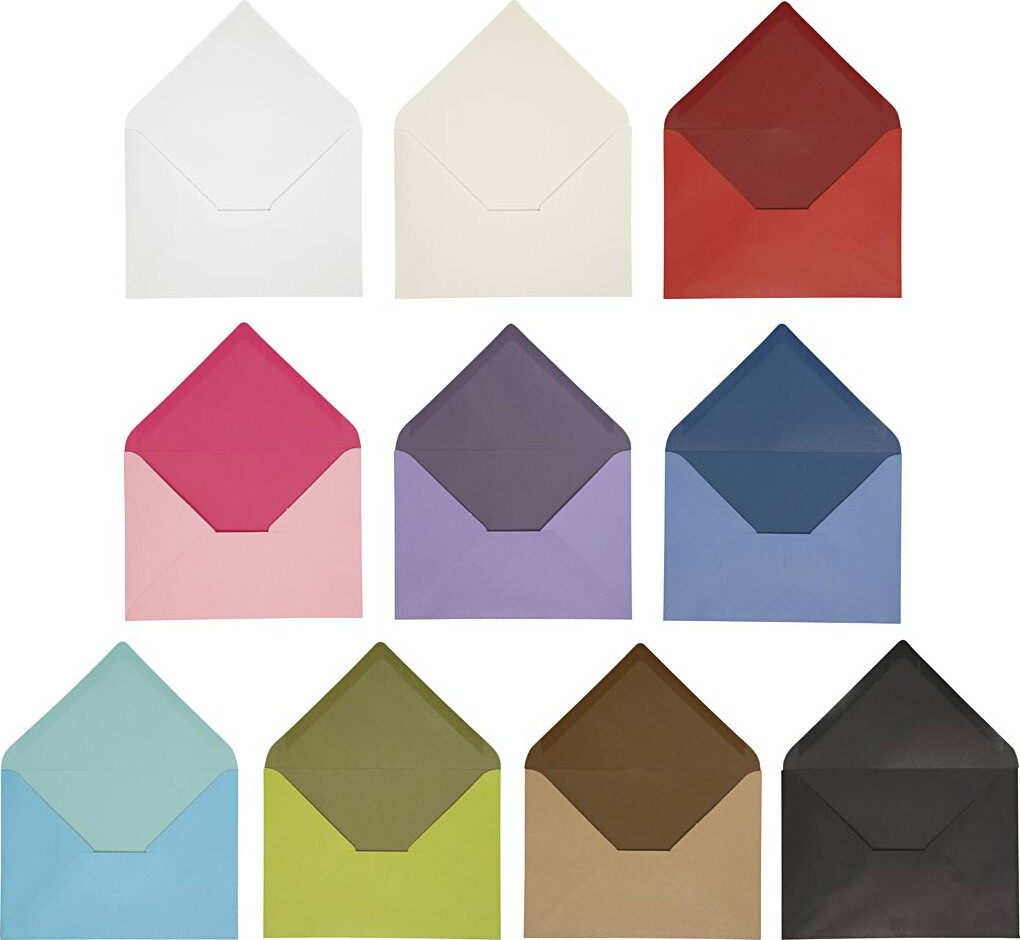 Kuvert - Kuvert Str. 11,5x16 Cm - Indhold Kan Variere - 100 G - Assorterede Farver - 30 Pakker
