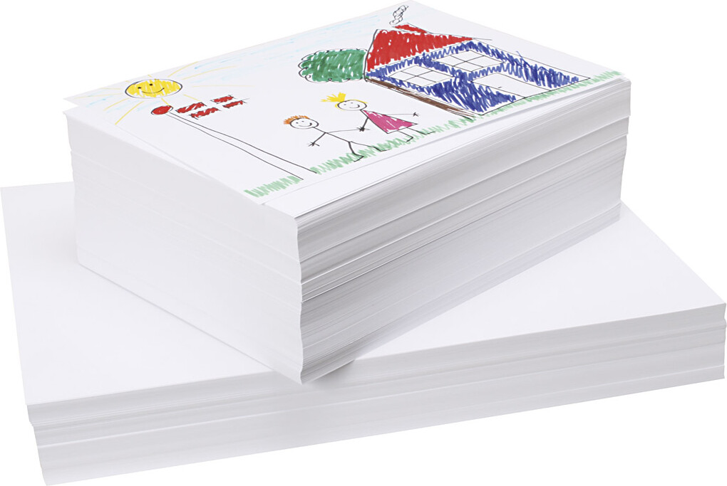 Kvalitetstegnepapir - A3,a4 - 130+160 G - Hvid - 750 Ark billede