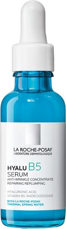 <p>La Roche-Posay Hyalu B5 Serum er et fugtgivende serum med en transparent gelé-konsistens. Serummet indeholder to typer hyaluronsyre samt vitamin B5 og La Roche-Posays termiske kildevand. Formålet er at genoprette hudens fugtbalance og reducere synlige rynker. Serummet er dermatologisk testet og er designet til at forbedre hudens hydrering og udseende. Produktet er beregnet til daglig brug på ren hud.</p>

<ul>
  <li>Anvendes morgen og aften på ren hud.</li>
  <li>Indhold: 30 ml.</li>
  <li>Består af aqua, glycerin, alkohol denat., propylene glycol, panthenol, pentylene glycol, dimethicone, peg-6 caprylic/capric glycerides, ppg-6-decyltetradeceth-30, glyceryl isostearate, madecassosid, sodium hyaluronate, ammonium polyacryloyldimethyl taurate, disodium edta, hydrolyseret hyaluronsyre, caprylyl glycol, citric acid, xanthan gum, butylene glycol, tocopherol, phenoxyethanol, parfum.</li>
  <li>Dermatologisk testet.</li>
  <li>Formuleret med hyaluronsyre og vitamin B5.</li>
</ul>