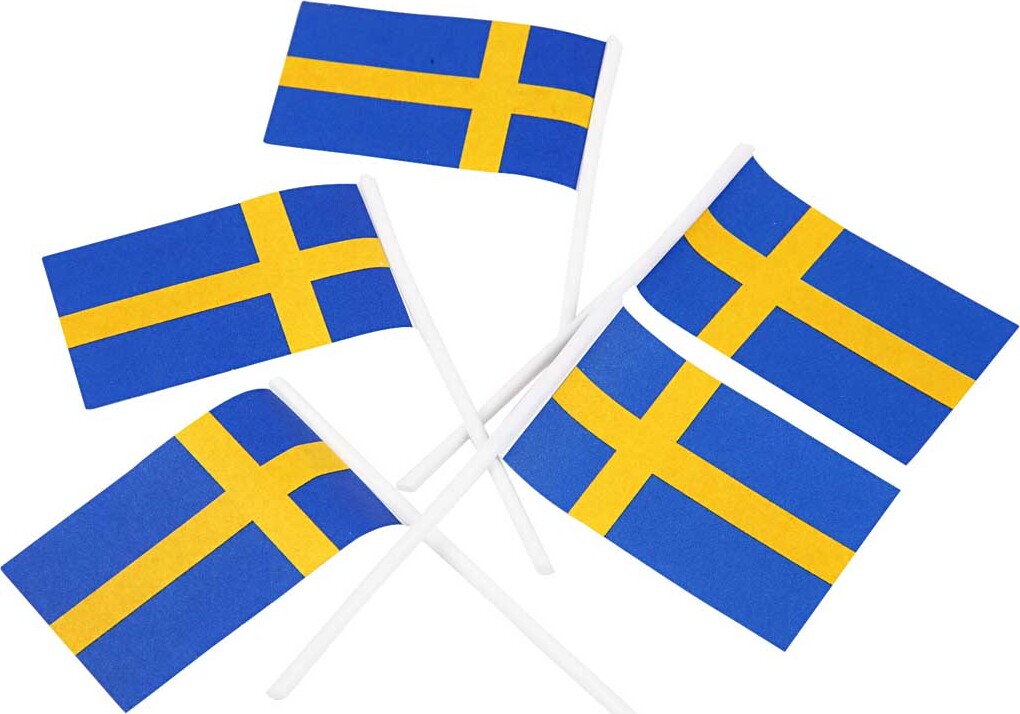 Lagkageflag Svensk - Str. 30x50 Mm - 100 Stk.