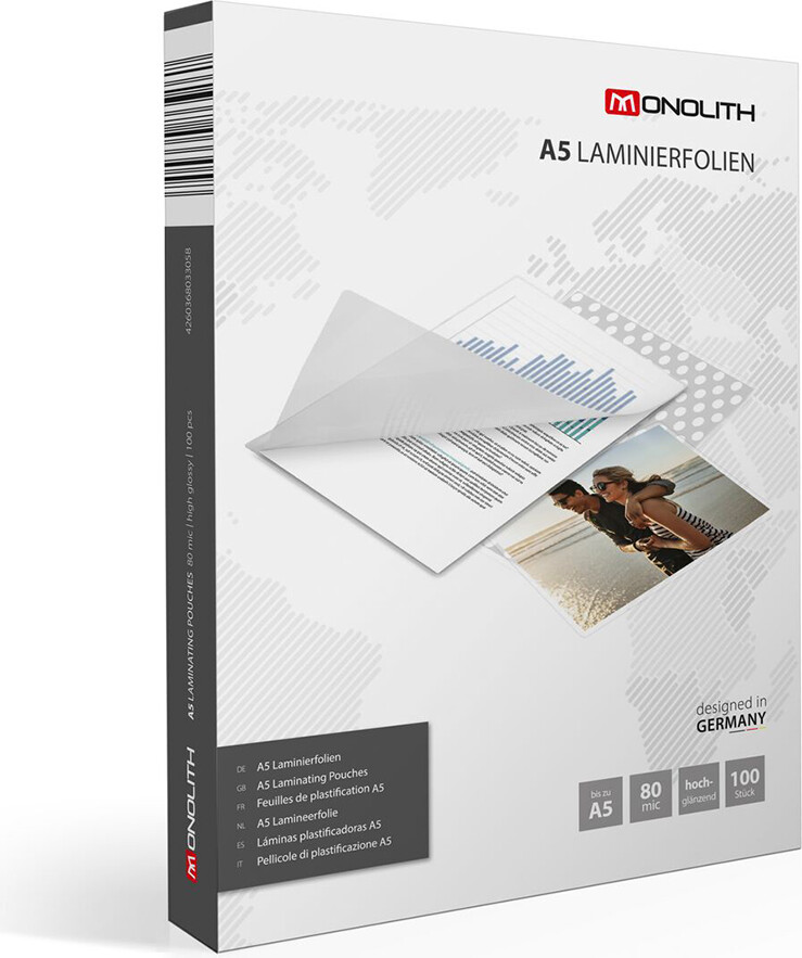 Lamineringslomme A5 100 Stk 80 Micron - Monolith
