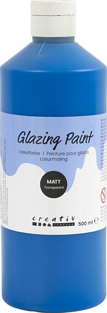 Lasurmaling - Mat - Transparent - Blå - 500 Ml