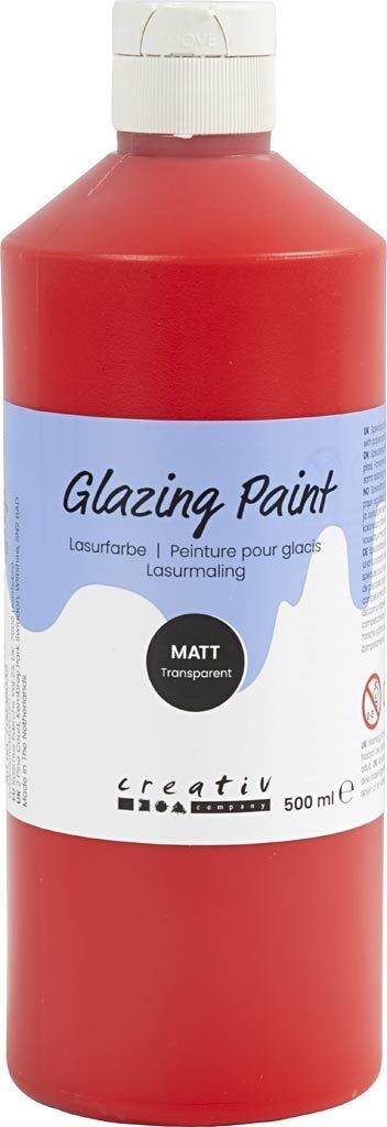 Lasurmaling - Mat - Transparent - Rød - 500 Ml