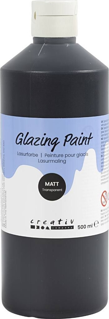 Lasurmaling - Mat - Transparent - Sort - 500 Ml