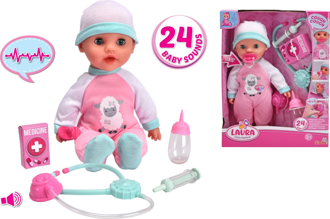 Laura - Interaktiv Babydukke Legesæt - Med 24 Lyde - Little Patient