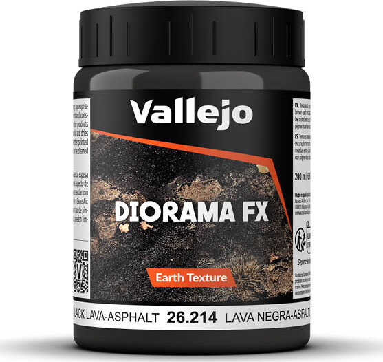 Vallejo - Diorama Fx - Earth Texture Acrylic - Black Lava Asphalt - 200 Ml