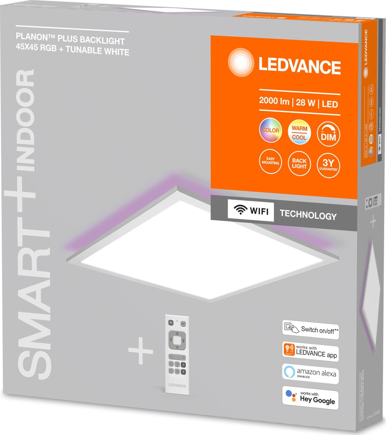 Se Ledvance - Smart+ Planon Plus Backlite 45x45cm 1800lm Rgbtw - White hos Gucca.dk