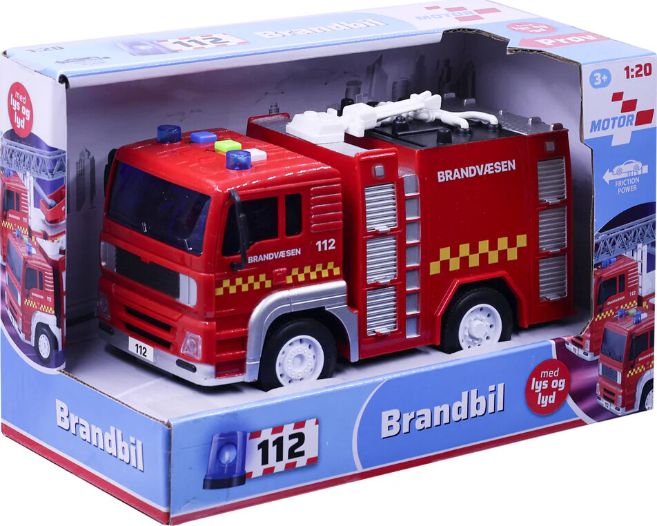 Legetøjs Brandbil Med Lys Og Lyd - 18 Cm - Assorteret