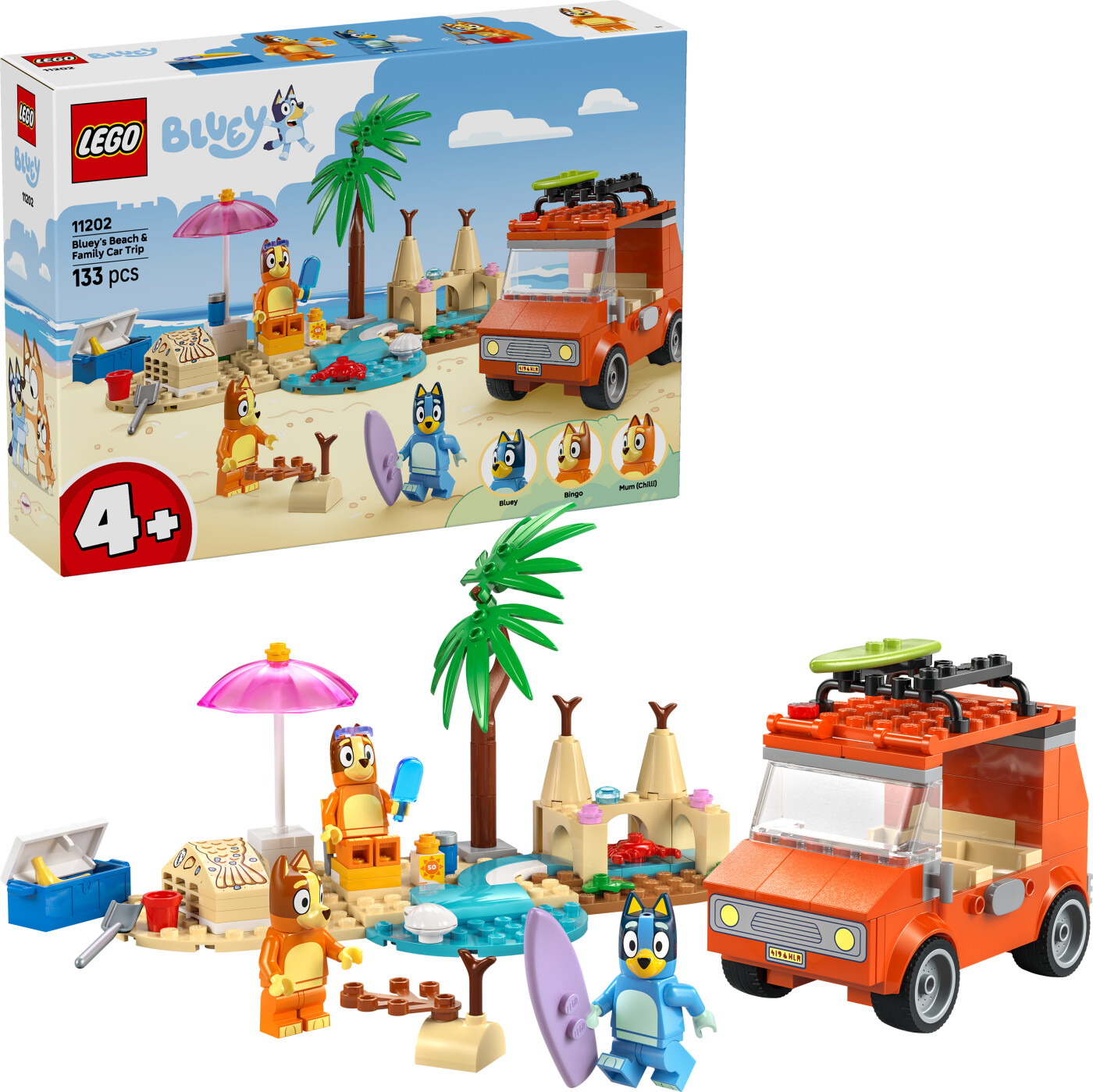 Lego Bluey - Blueys Familie - biltur Til Stranden