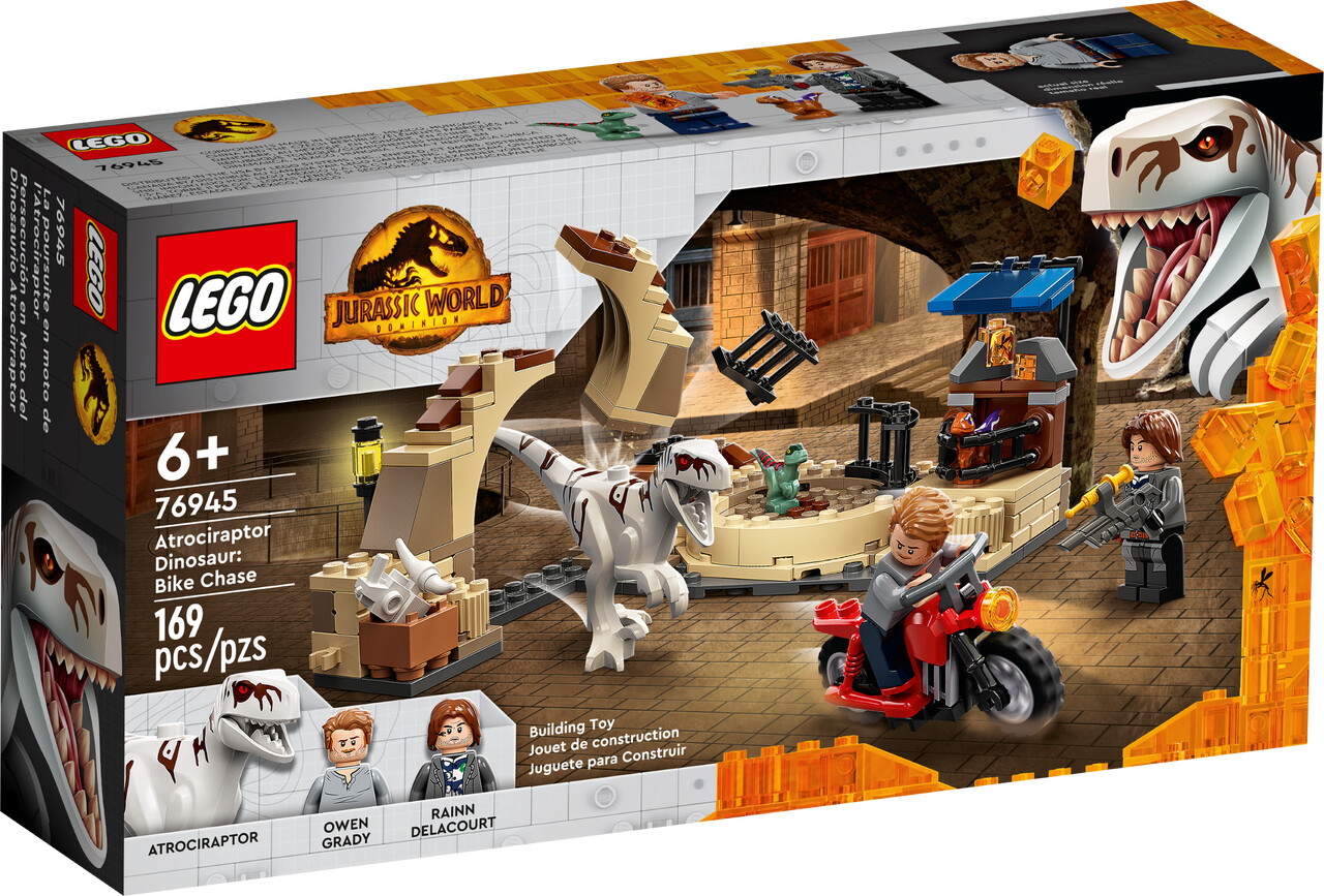 Hvad Fremsyn Panorama Lego Jurassic World - Atrociraptor Dinosaur Motorcykeljagt - 76945 | Se  tilbud og køb på Gucca.dk