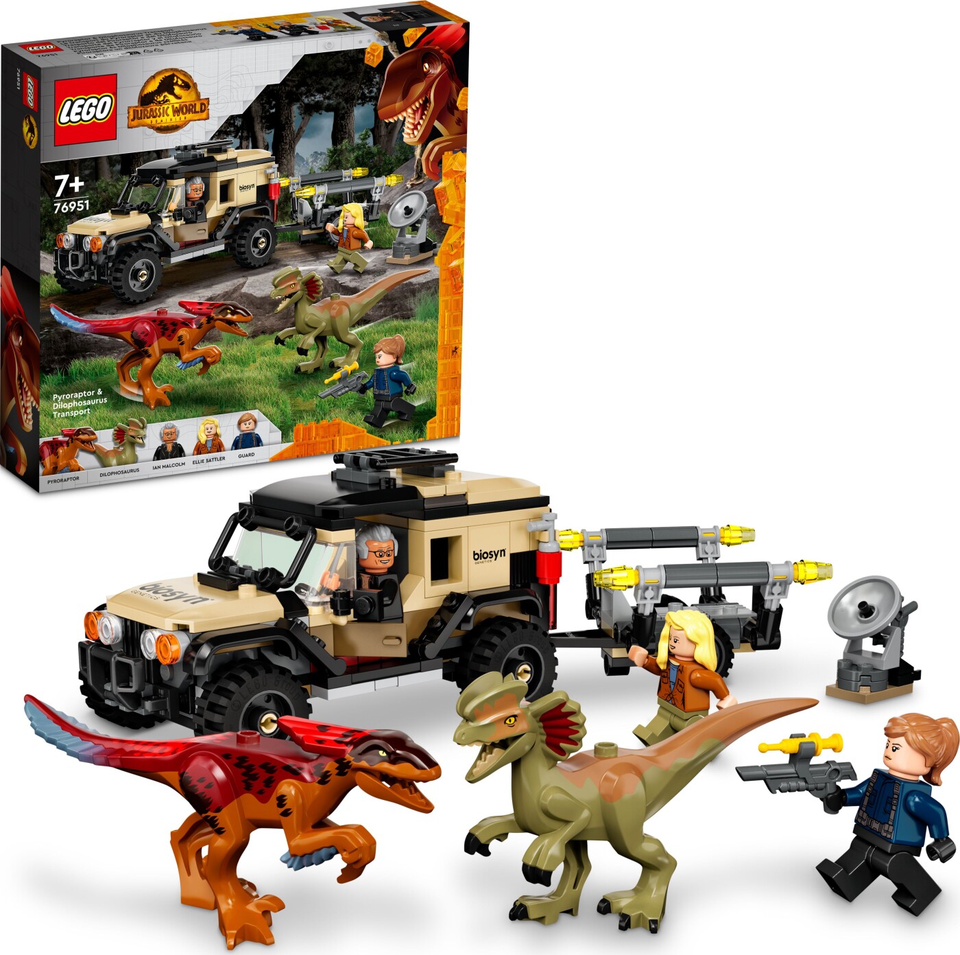 Lego Jurassic World – Pyroraptor Og Dilophosaurus Transport – 76951