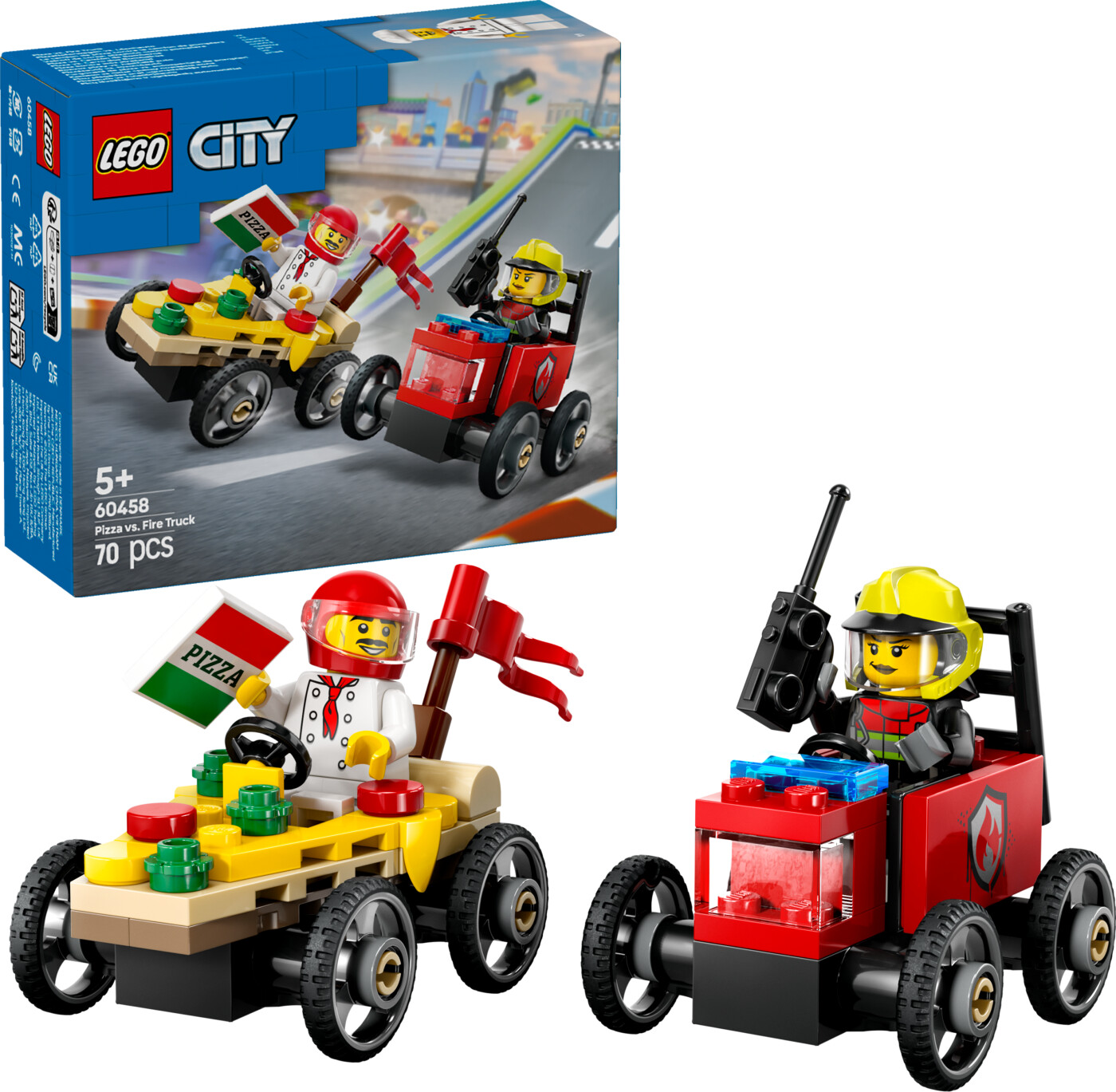 Lego City - Racerbilpakke - Pizzabil Mod Brandbil