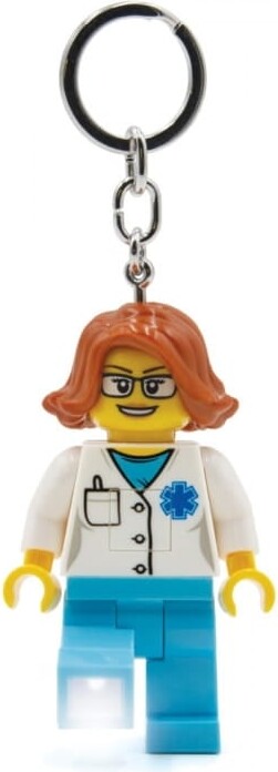 Lego - Ledlite Nøglering Med Led Lys - Kvindelig Læge - 9 Cm