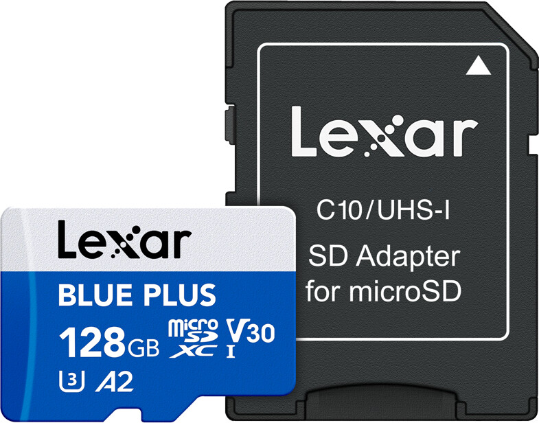 Lexar microSDHC Blue Plus UHS-I with SD adapter, up to 170MB/s read C10/A2/U3 (V30) 128GB