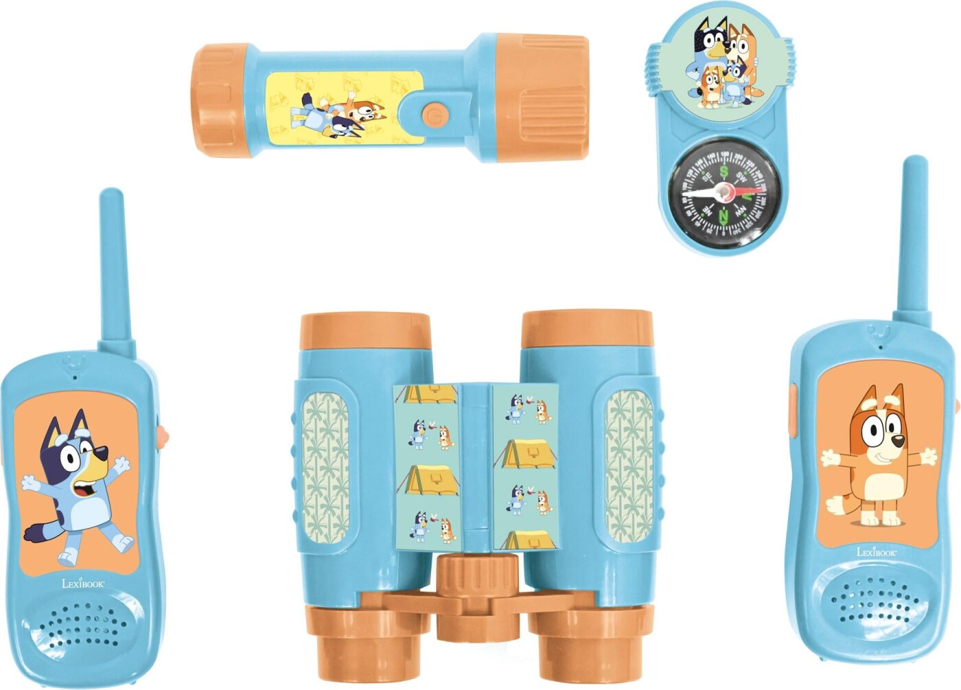 Lexibook - 5-i-1 Bluey Walkie Talkies Kikkert Kompas Lommelygte