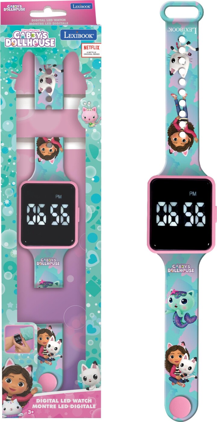 Gabbys Dukkehus - Ur - Digitalt Led Armbåndsur Til Børn - Lexibook