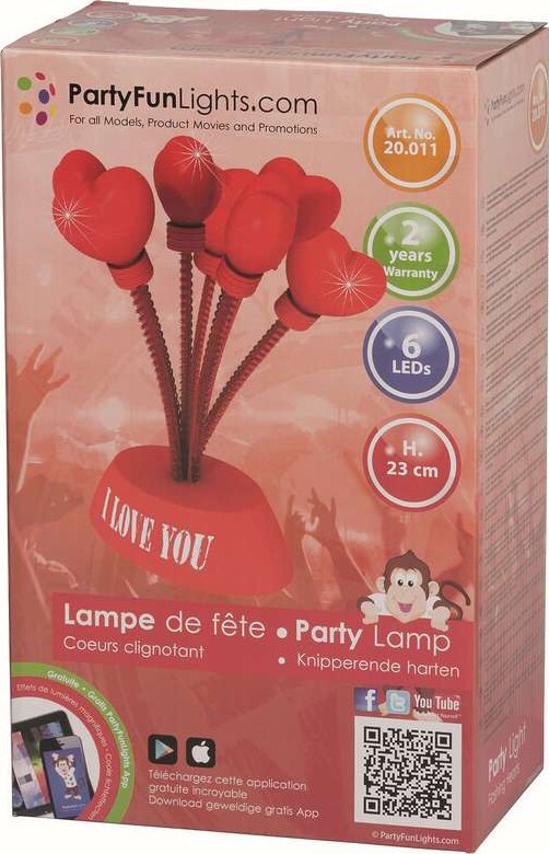 Light flashing heart 6 led 23cm ex. 3xAAA batterie