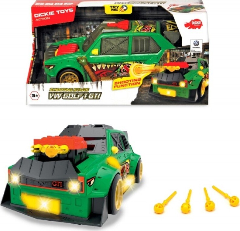 Dickie Toys - Legetøjsbil Med Skydevåben - Vw Golf 1 Gti - Grå