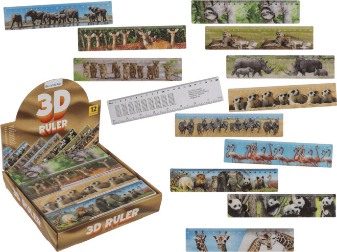 Lineal 20 Cm - Wildlife 3d Assorterede - Out Of The Blue