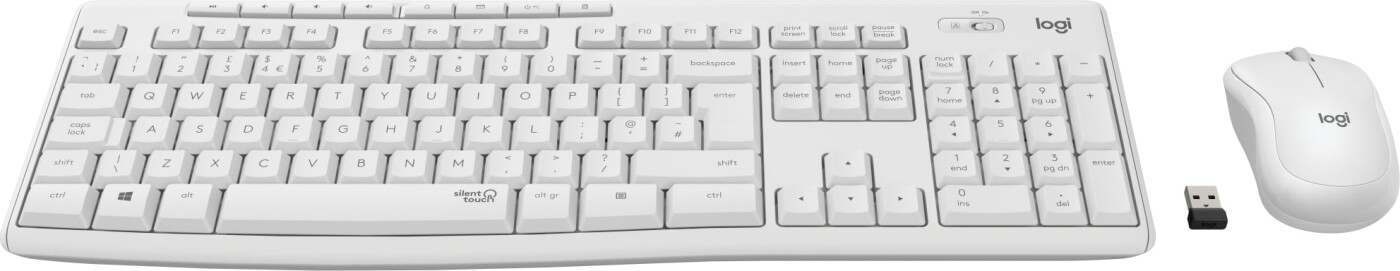 Se Logitech - Mk295 Silent - Trådløs Mus Og Tastatur - Hvid hos Gucca.dk