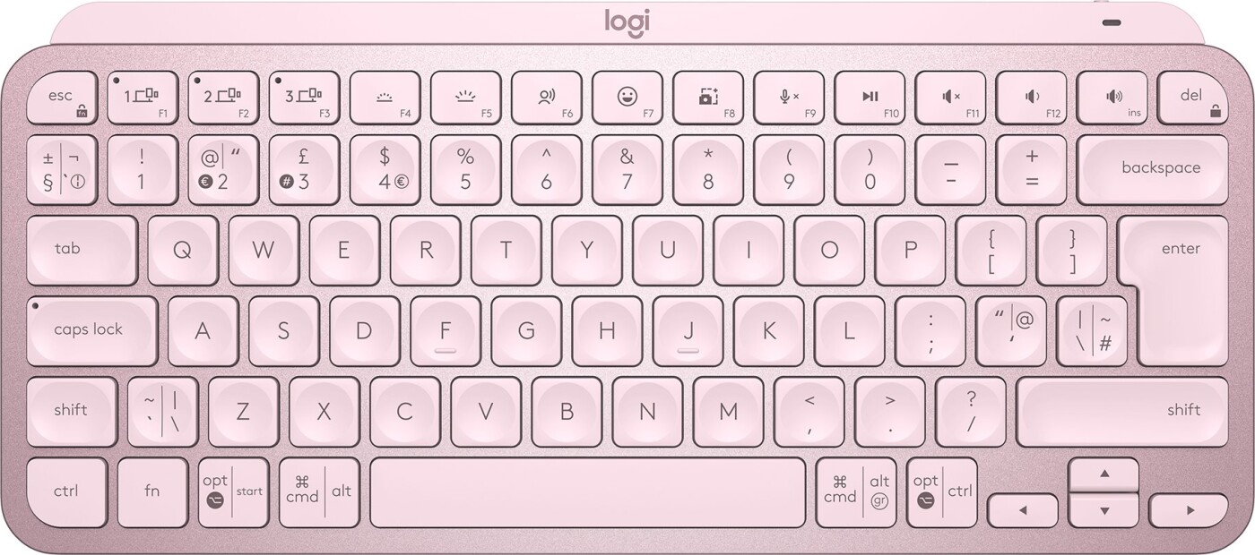 Se Logitech - Mx Keys Mini Trådløst Tastatur - Lyserød - Nordisk hos Gucca.dk