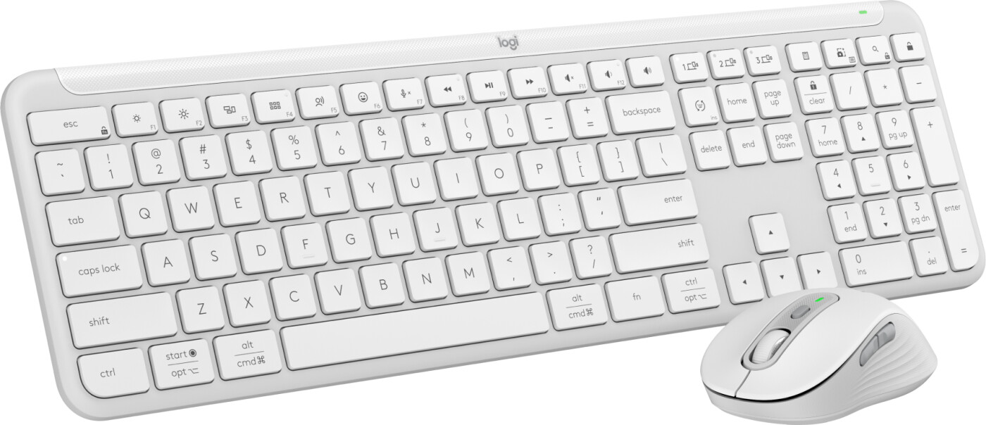 Logitech - Signature Slim Wireless Keyboard And Mouse Combo Mk950 Off-white Nordic