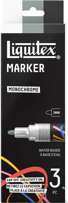 Liquitex - Monochrome Marker Set - White Grey Black - 2 Mm - 3 Stk.