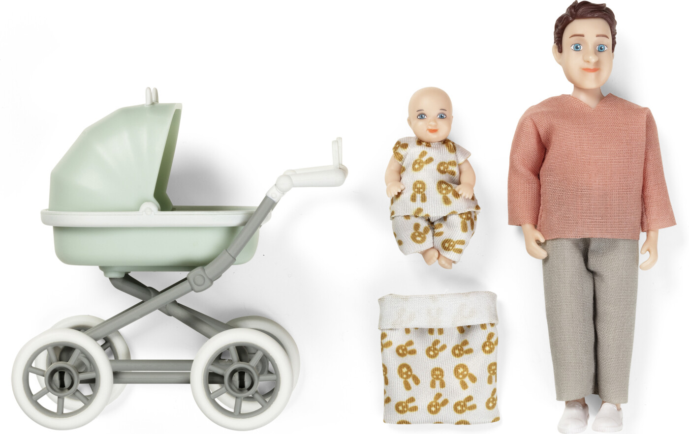Lundby Dukkehus Dukke med Barnevogn/Baby (3år+)