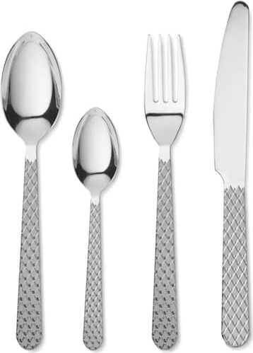 Lyngby Porcelæn - Rhombe Bestiksæt 16 Dele - Stål