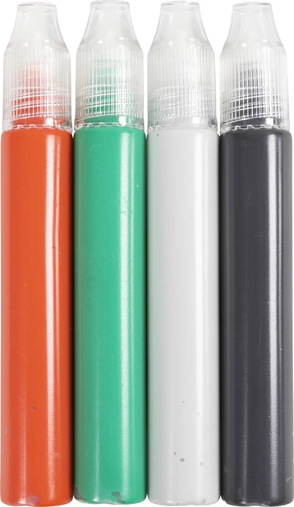 Lyspenne - Sort - Grøn - Lys Grå - Rød - 30 Ml/ 4 Pakker billede