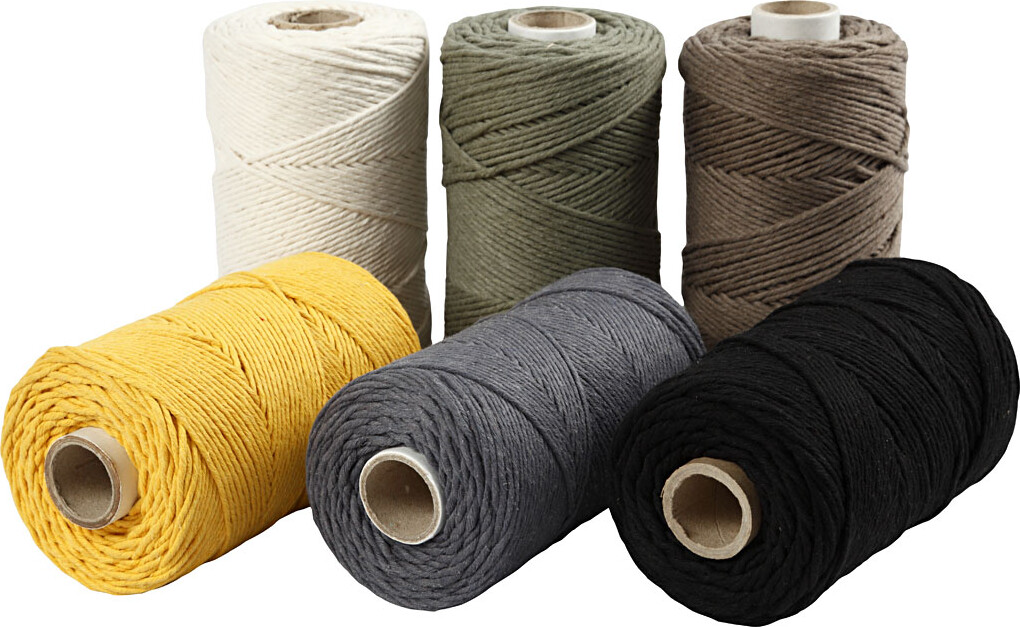 Macramé Snor - L 198 M - ø 2 Mm - Assorterede Farver - 6x330 G