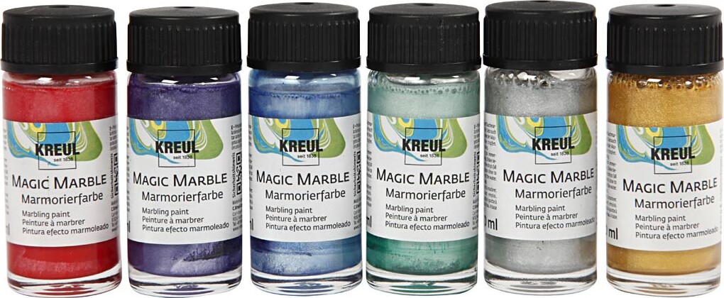 Magic Marble Marmoreringsmaling - Metallicfarver - 6x20 Ml