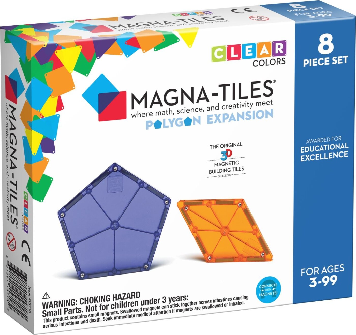 Magna-tiles - Polygon Magnetsæt - Udvidelsessæt  - 8 Stk