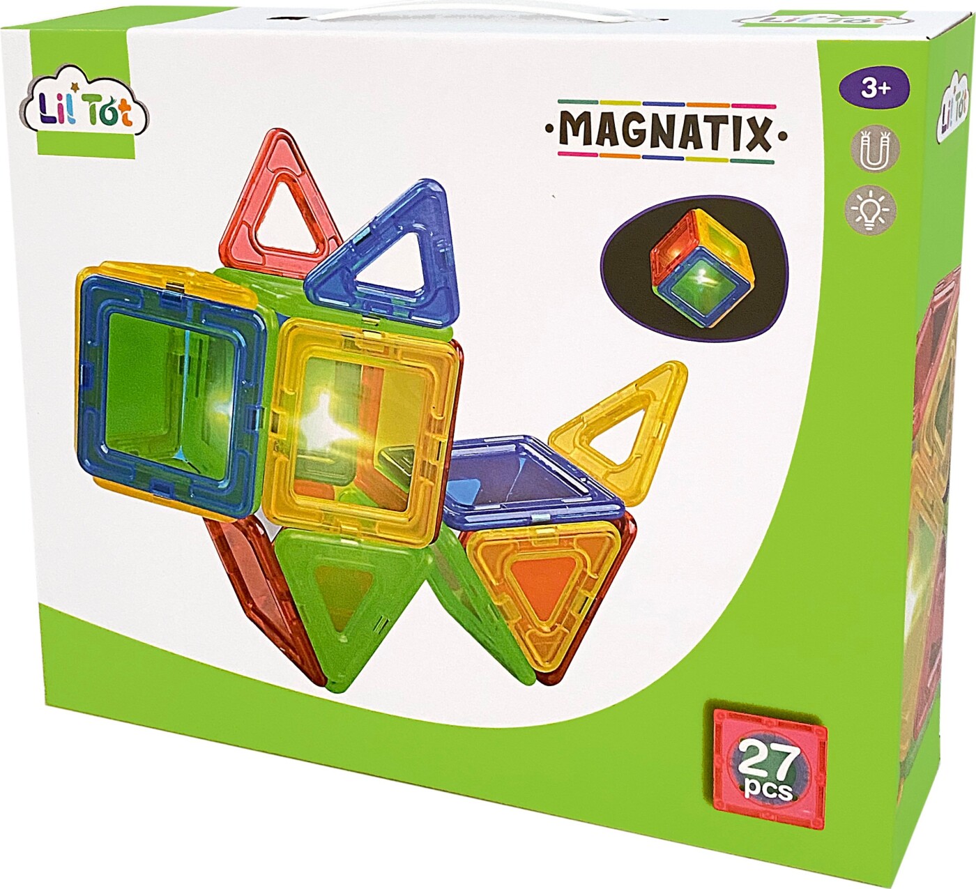 Magnatix - Magnet Byggesæt Legetøj Med Lys - 27 Dele