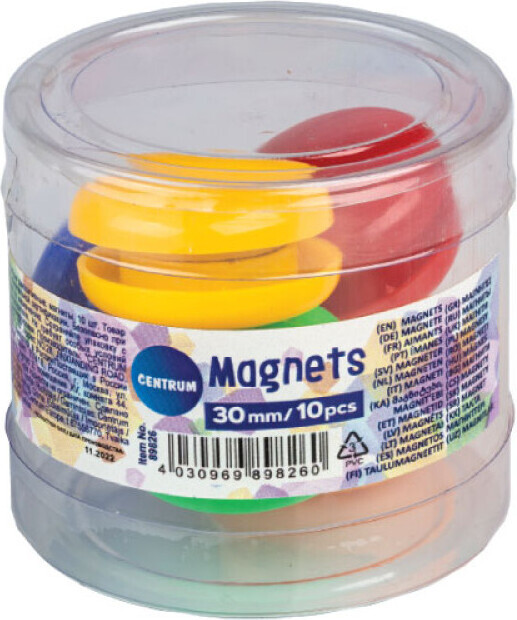Magneter 30 Mm - 10 Stk Assorterede Farver - Centrum